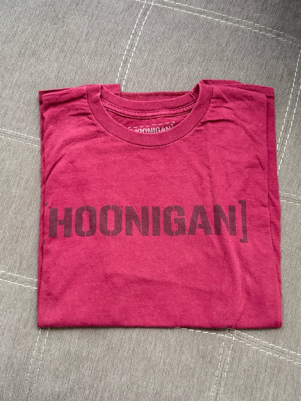 Hoonigan Men's Short Sleeve Crewneck T-Shirt in Burgundy